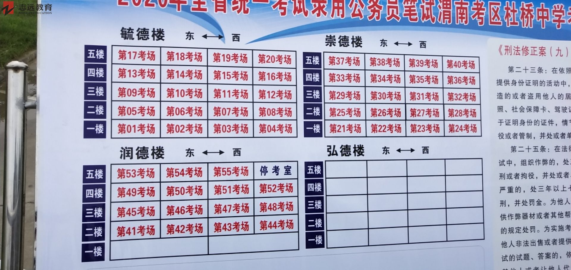2020陕西公务员考试渭南考点(杜桥中学新校区)(图1)